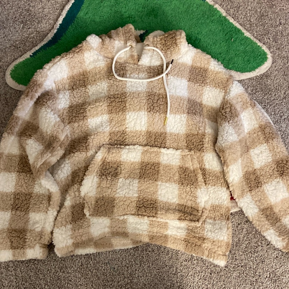 Super soft plaid plush hoodie
